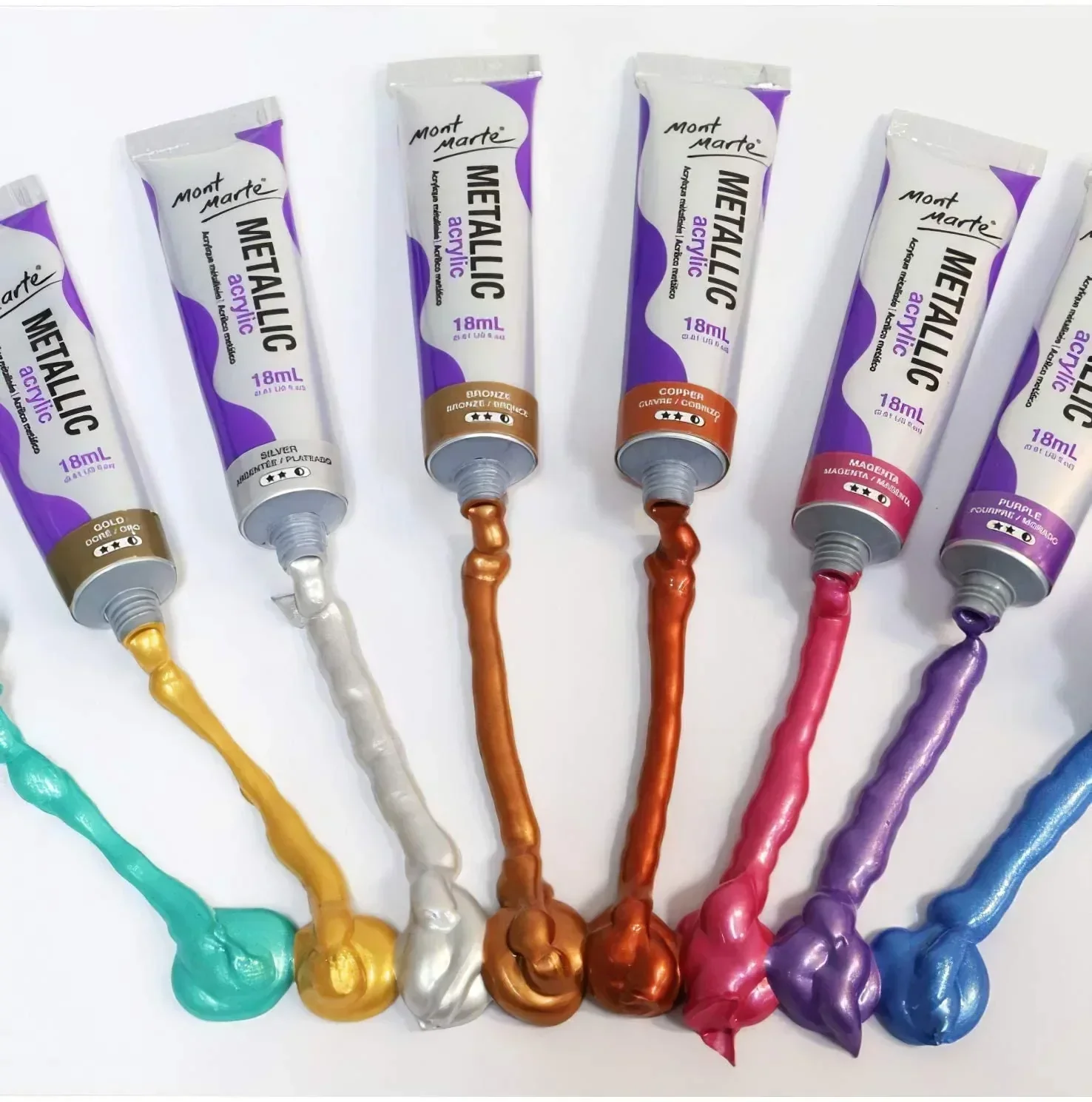 Mont Marte Metallic Acrylic Paints 18 ml Tubes Set Of 8 Pieces - Image 3