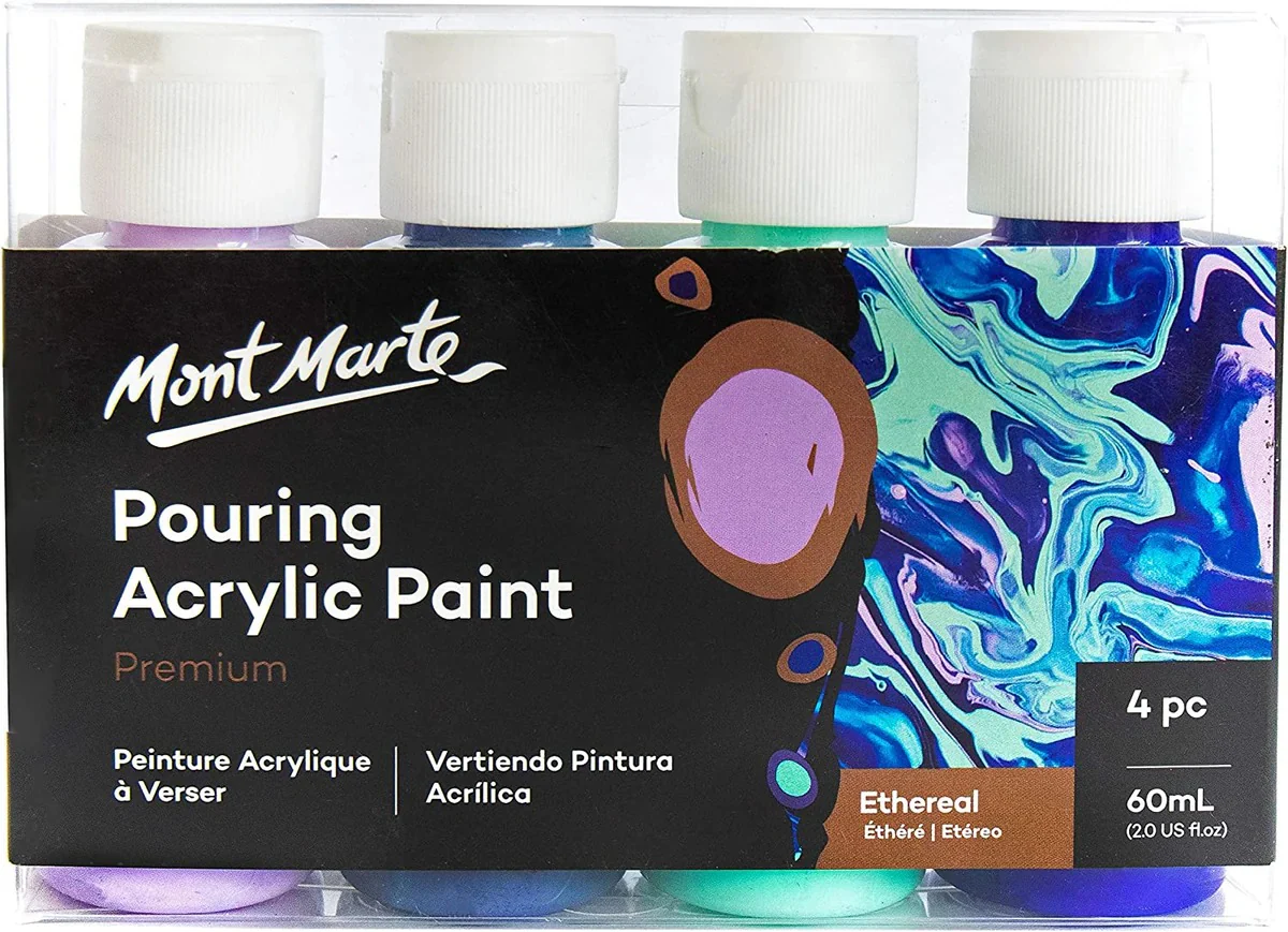 Mont Marte Pouring Acrylic Paint Set Premium 4pc x 60ml - Image 7