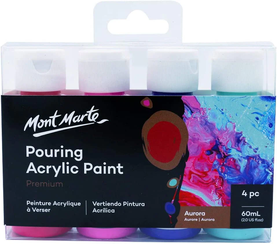 Mont Marte Pouring Acrylic Paint Set Premium 4pc x 60ml Aurora - Image 2