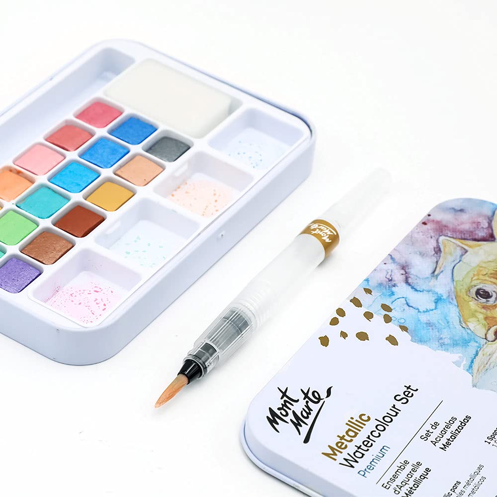 Mont Marte Premium Metallic Watercolor Cake Set 21Pcs - Image 3