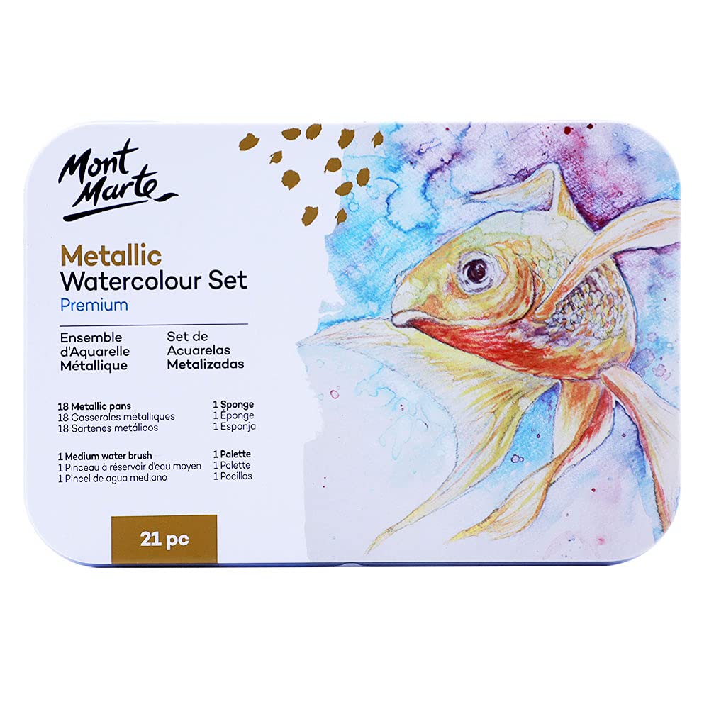 Mont Marte Premium Metallic Watercolor Cake Set 21Pcs - Image 5