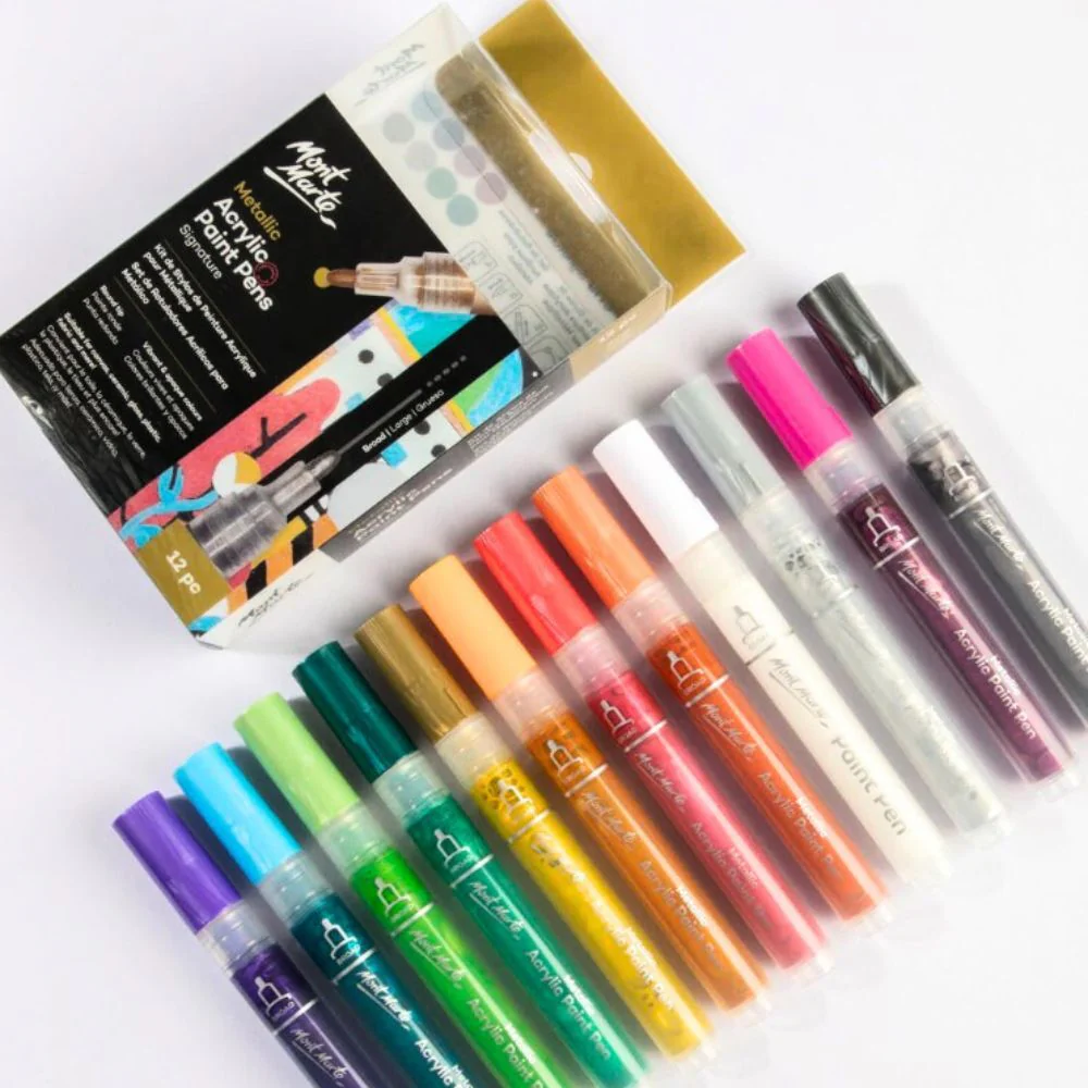 Mont Marte Signature Metallic Acrylic Paint Pen Set of 12 - Image 2