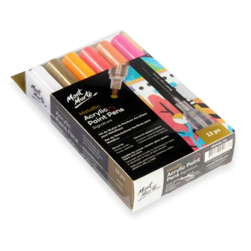 Mont Marte Signature Metallic Acrylic Paint Pen Set of 12 - Image 4