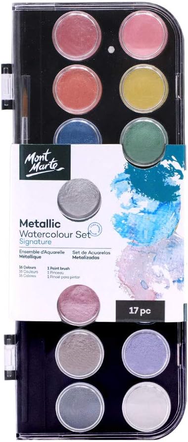 Mont Marte Signature Metallic Watercolor Paint Set 17 Pcs - Image 6