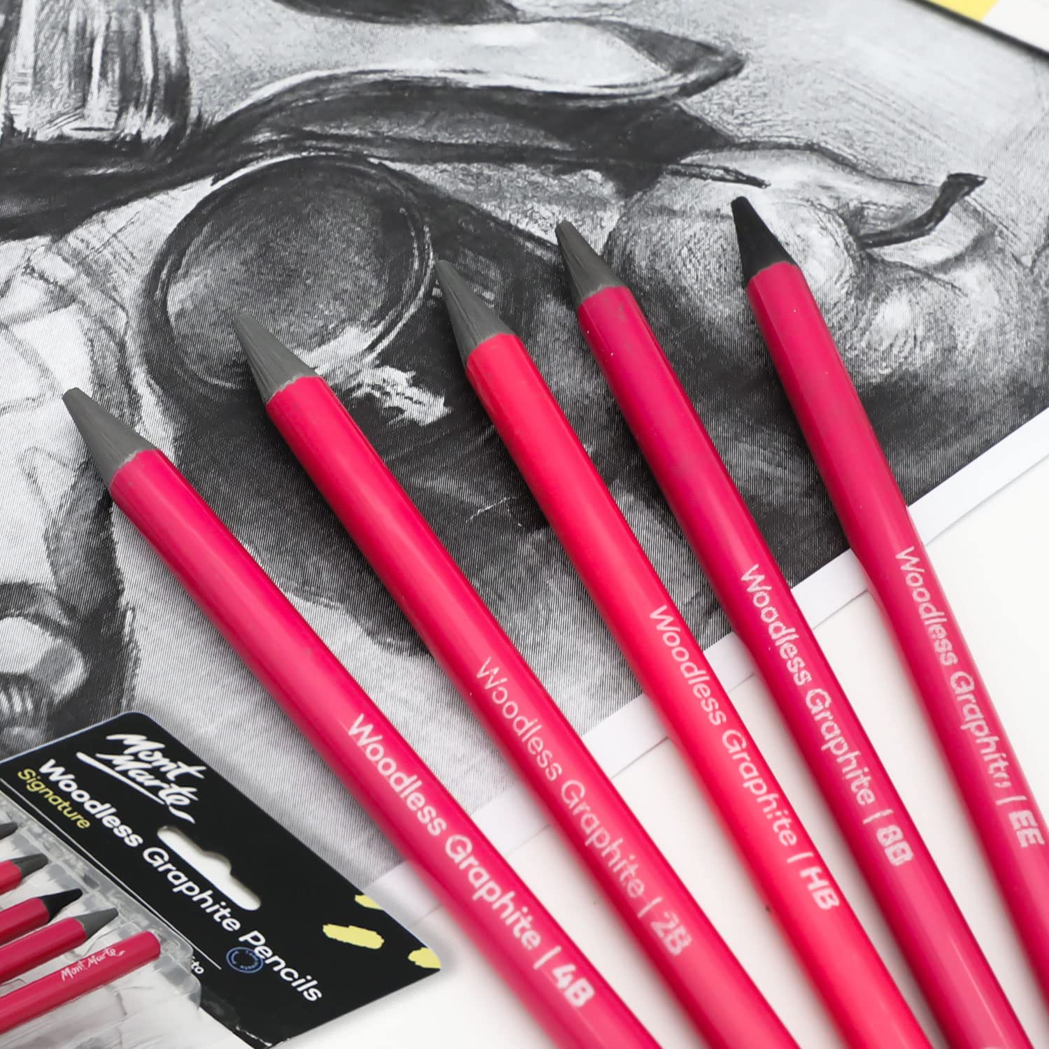 Mont Marte Signature Woodless Graphite Pencils 6pc - Image 2