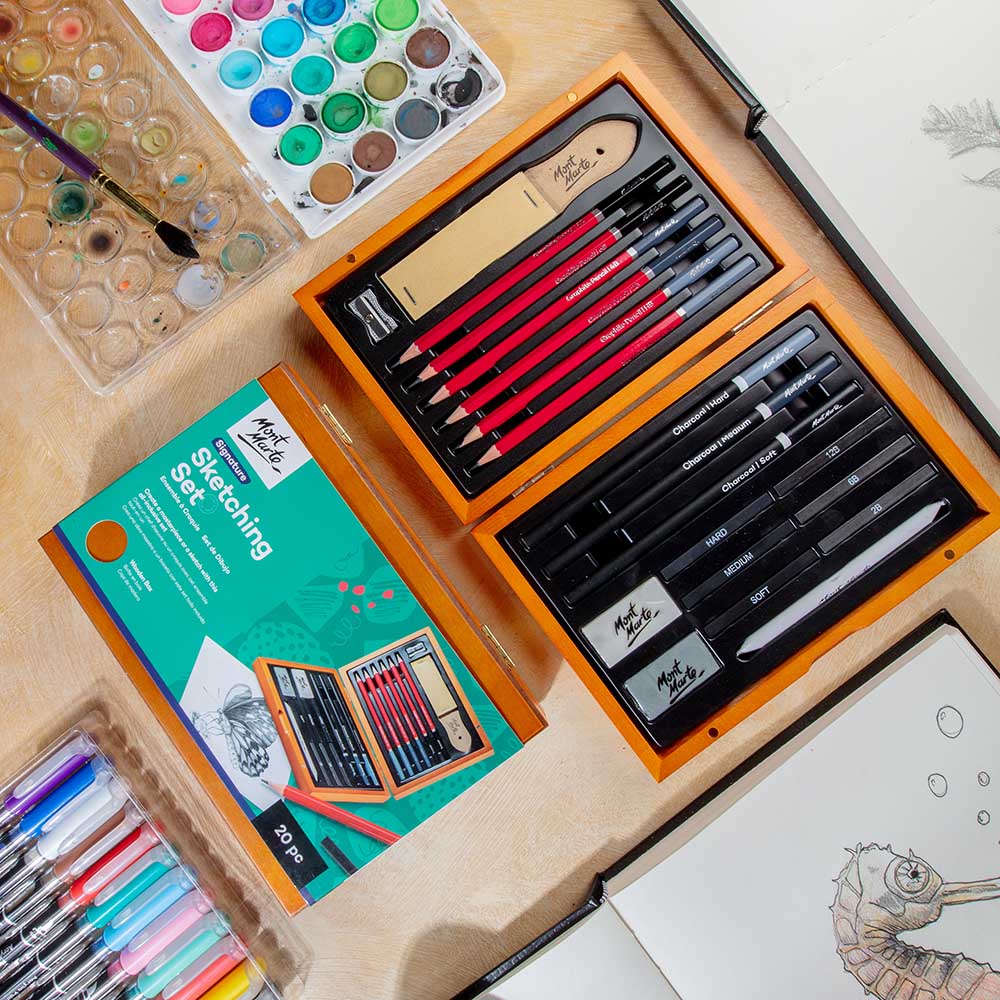 Mont Marte Sketching Set in Wooden Box Signature 20pc - Image 8