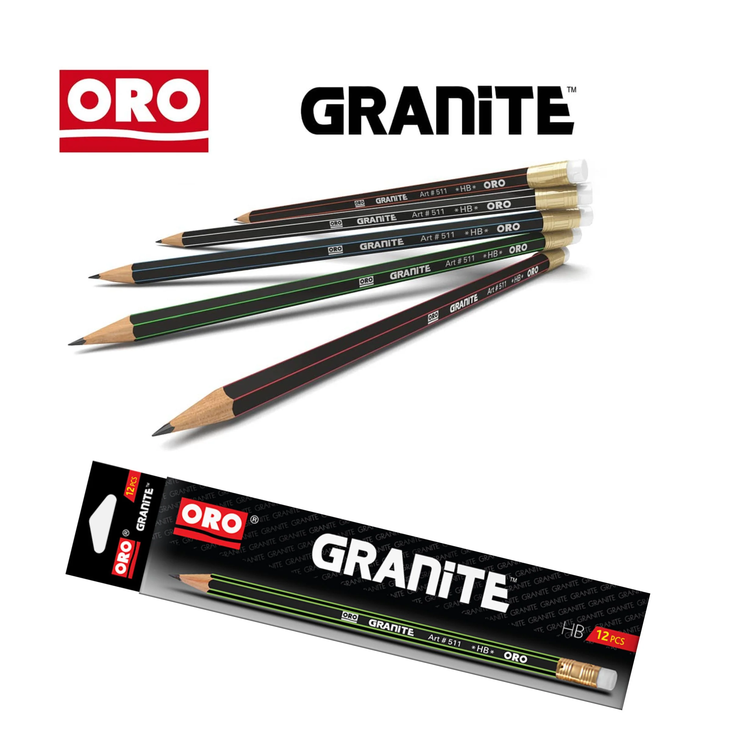 Oro Granite Lead Pencil Pack of 12 - Image 3
