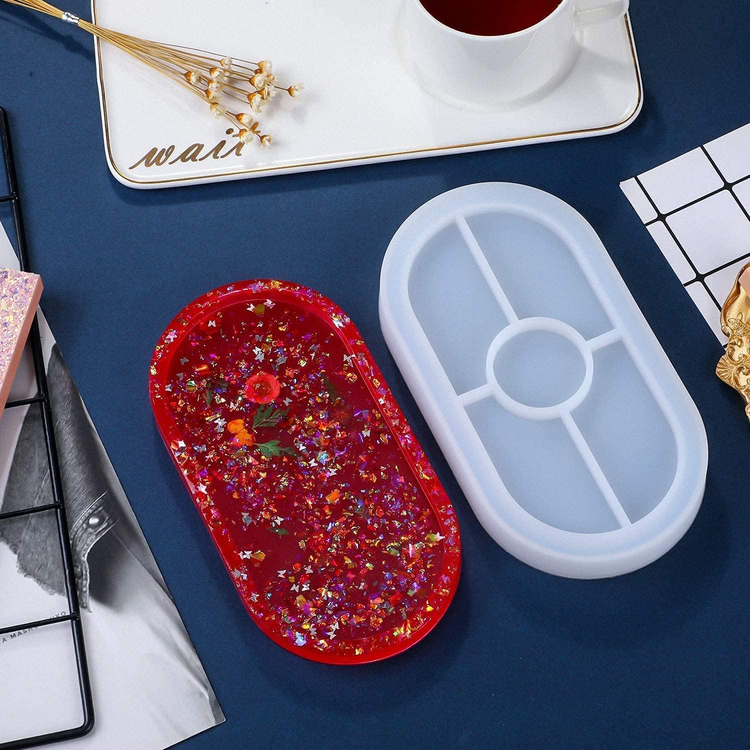 Oval Silicone Resin Tray Mold – DIY Epoxy Serving Tray & Decorative Art Casting Mold - Image 2