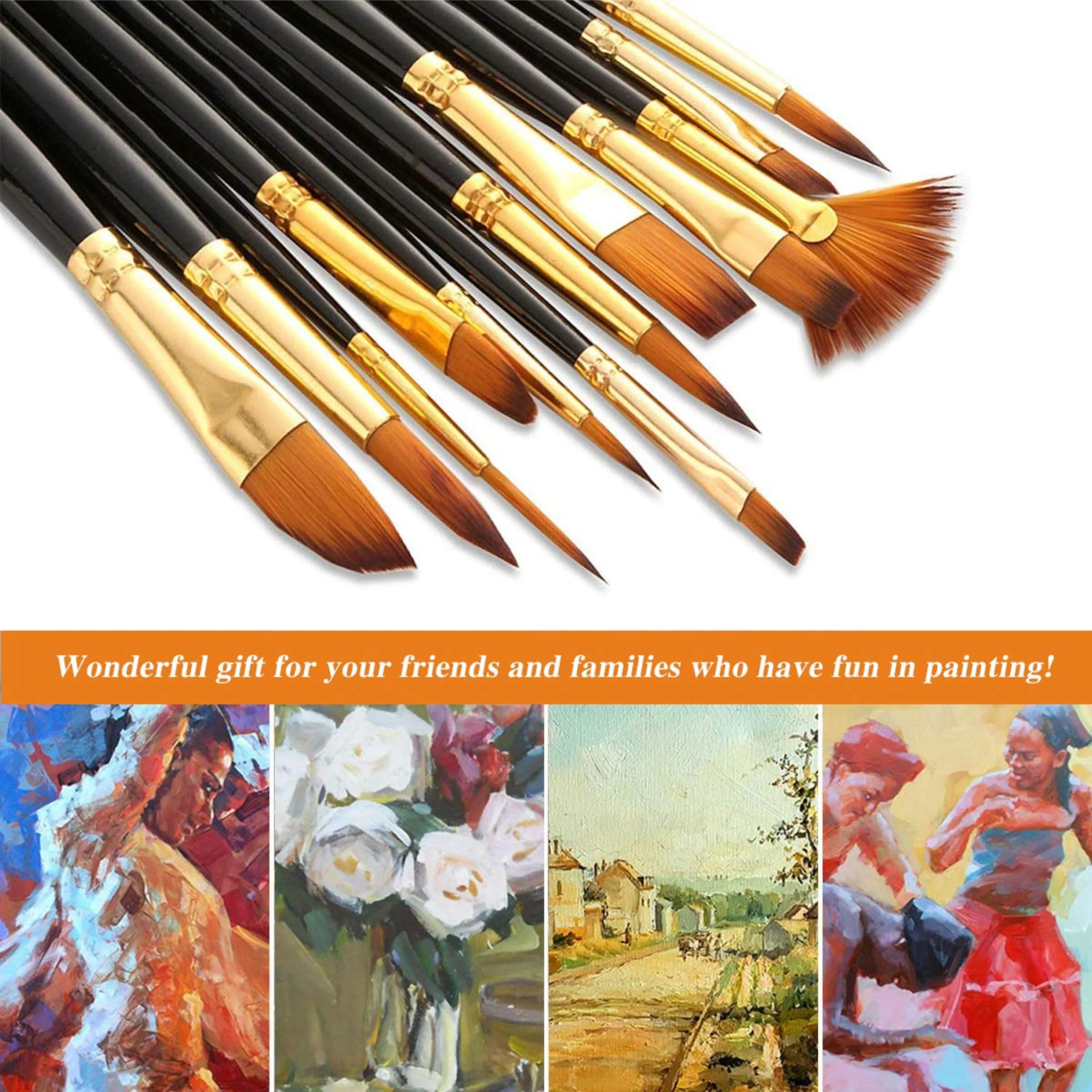Paint Brush Set Tz-0015 12Pcs + Bag+ Mixing Plate - Image 2