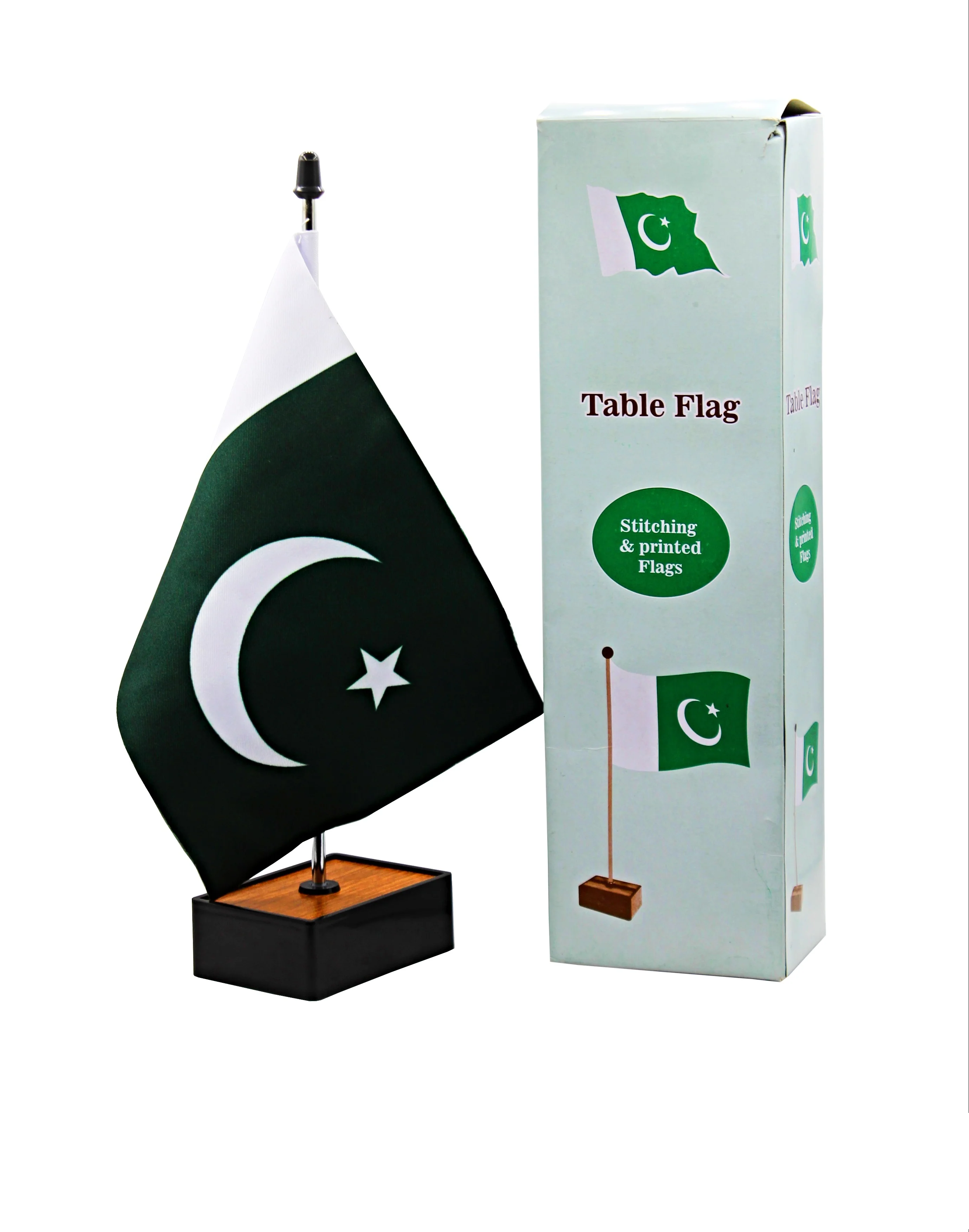 Pakistan Table Flag With Wooden Stand For Executive Office - Image 2