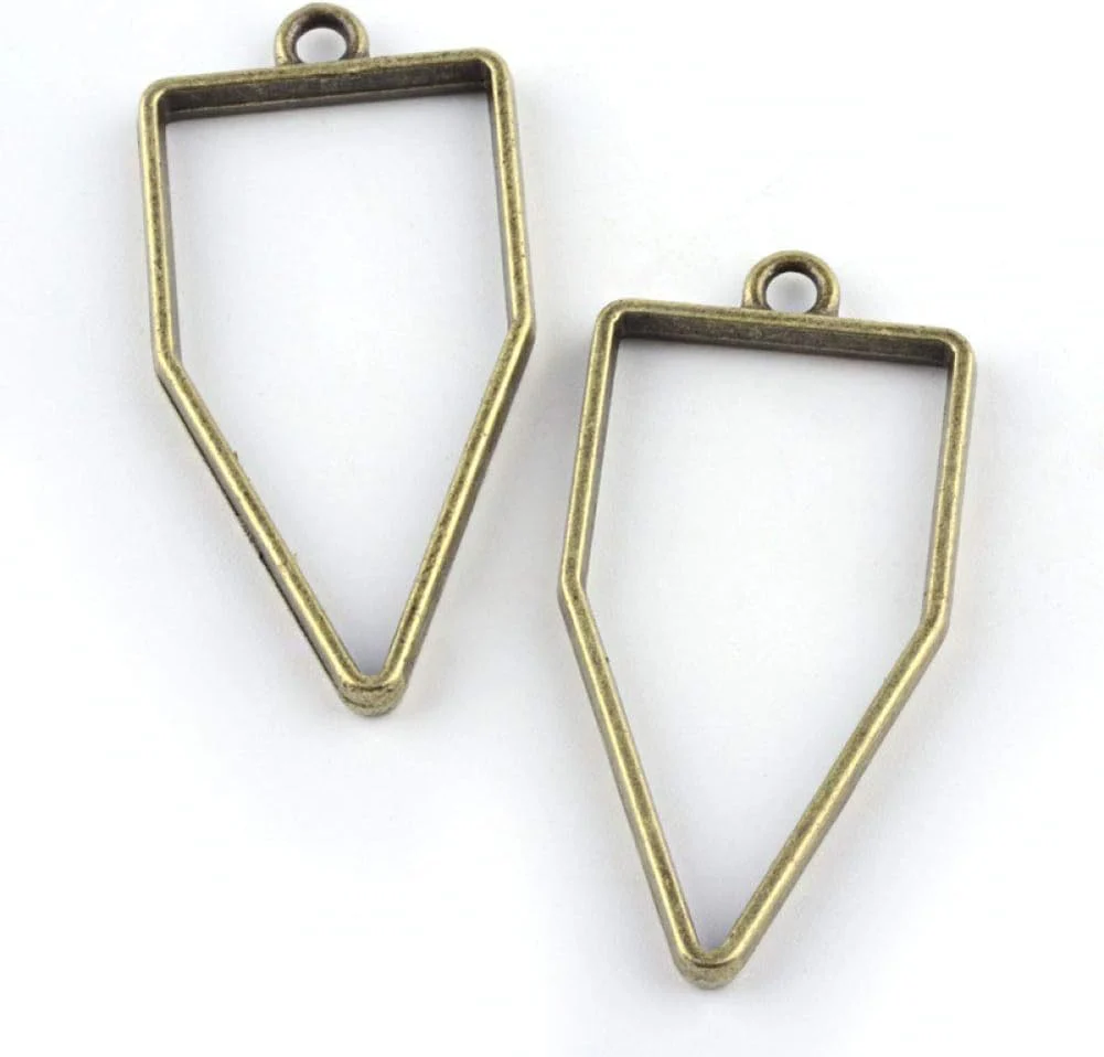 Pandat Alloy Polygon Open Back Bezel Pendants Rack Plating 45x22x3.5mm Hollow Mold Frame Pendants for DIY Resin Pressed Flower Jewelry 1pc - Image 2