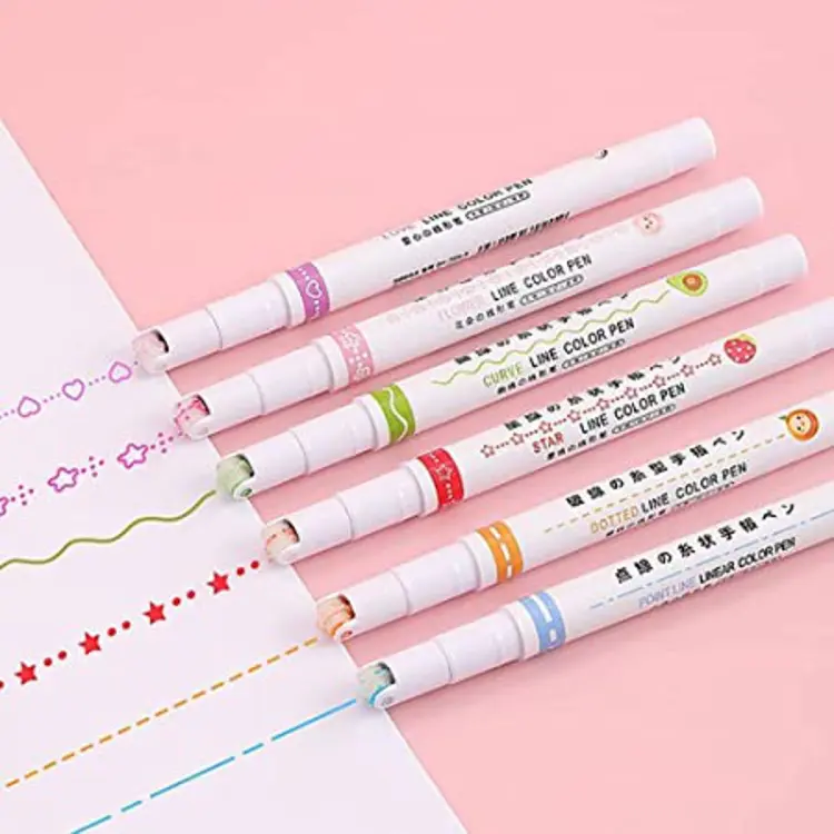 Pattern Roller Linear Color Pen Set Of 6 - Image 2