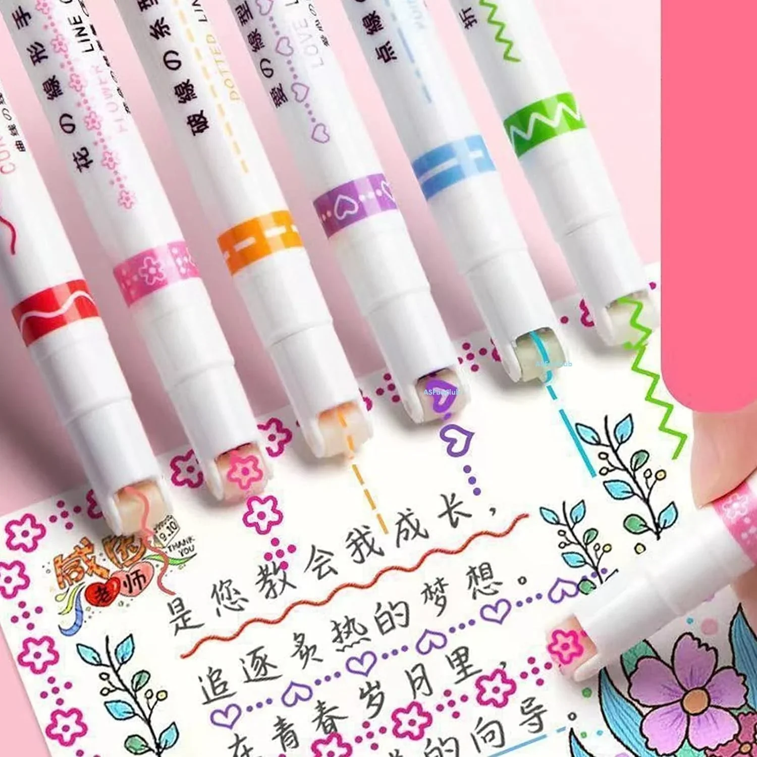 Pattern Roller Linear Color Pen Set Of 6 - Image 3