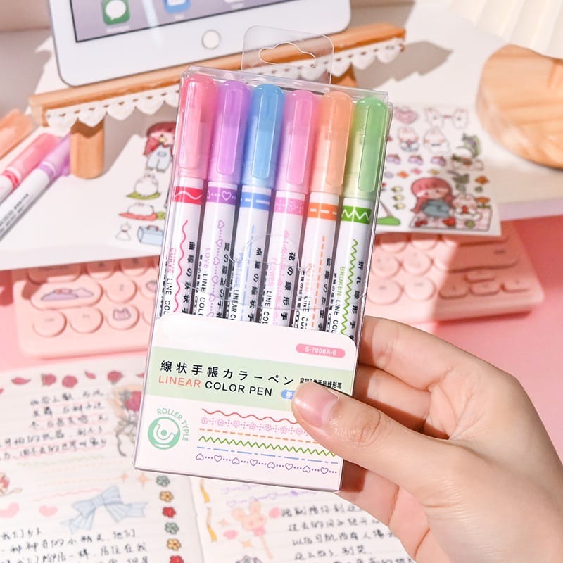 Pattern Roller Linear Color Pen Set Of 6 - Image 4