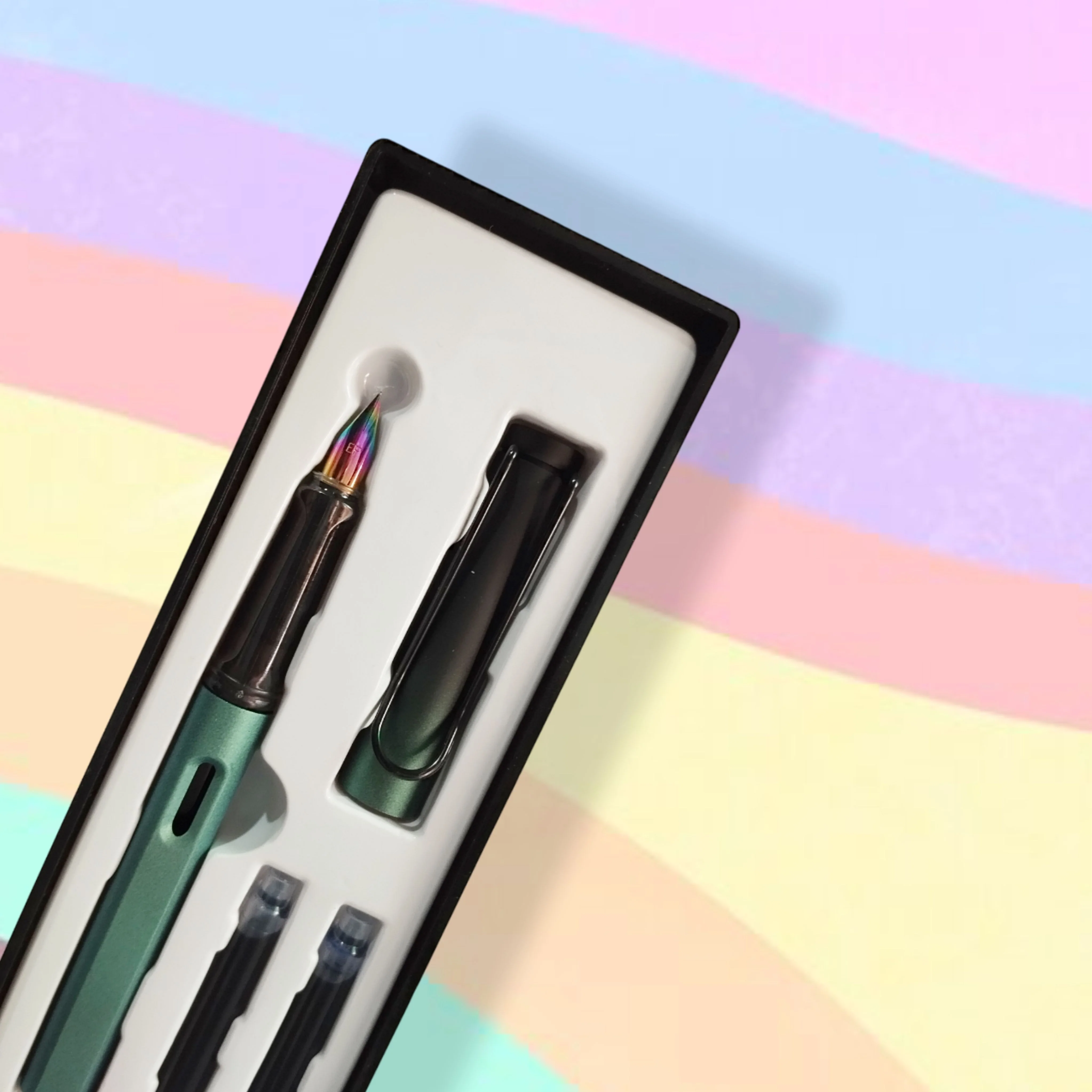 Piston-Filled Fountain Pen Fine Nib Metallic Gradient Colors - Image 6