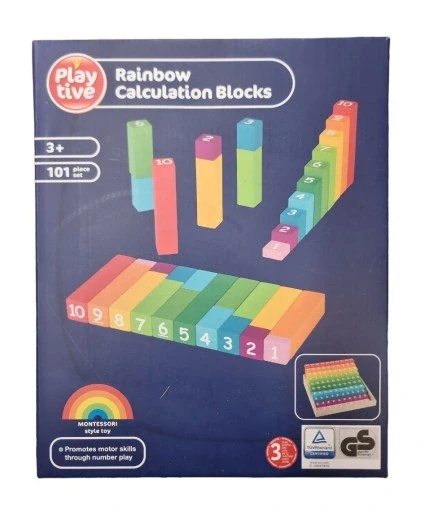 Playtive Wooden Set of Montessori Rainbow Calculation Box 101pcs - Image 3