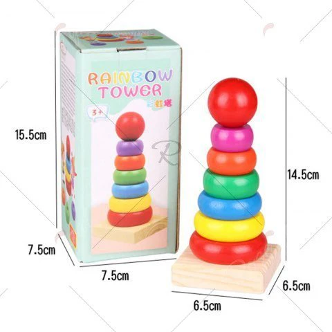 Premium Wooden Rainbow Stacking Rings, Educational BPA-Free Toy for Brain Development & Fine Motor Skills, Classic Fun & Learning - Image 5