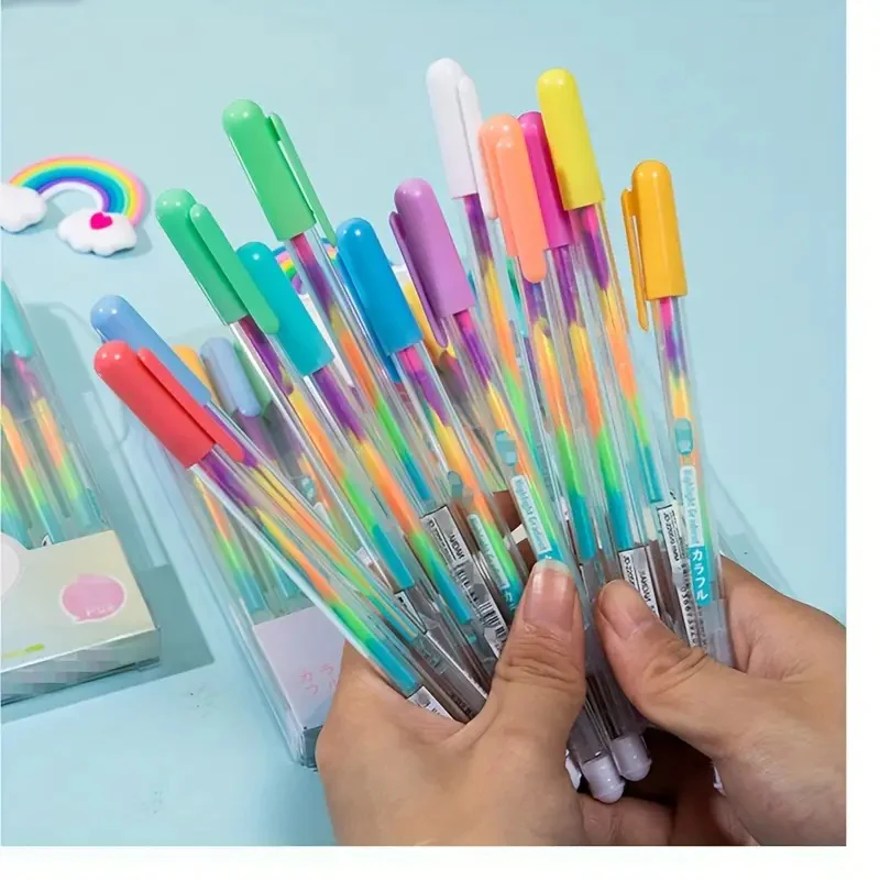 Rainbow Colors Glitter Gel Pen Pack of 12 - Image 3