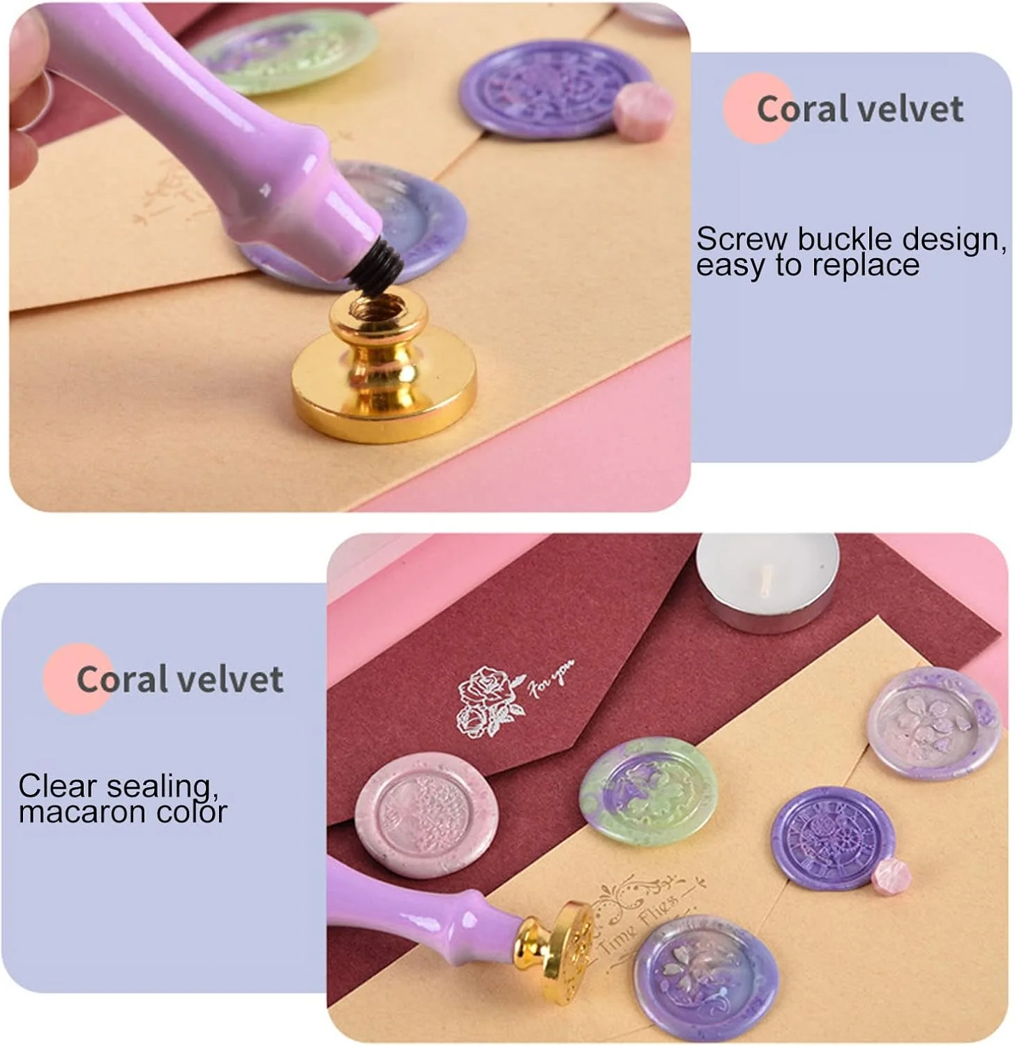 Retro Wax Stamp Kit, Wax Adhesives Adhesive Waxing Sealed Stamp Set - Image 5