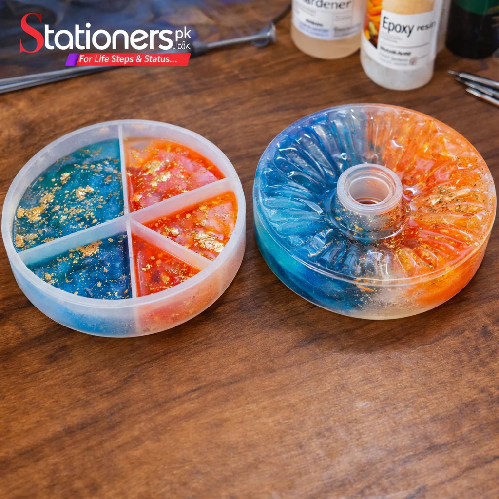Round 4-Section Silicone Resin Mold Set – Fluted Center Hole Tray & Divider Casting Mold for Epoxy Art, Candle & Decorative DIY - Image 2