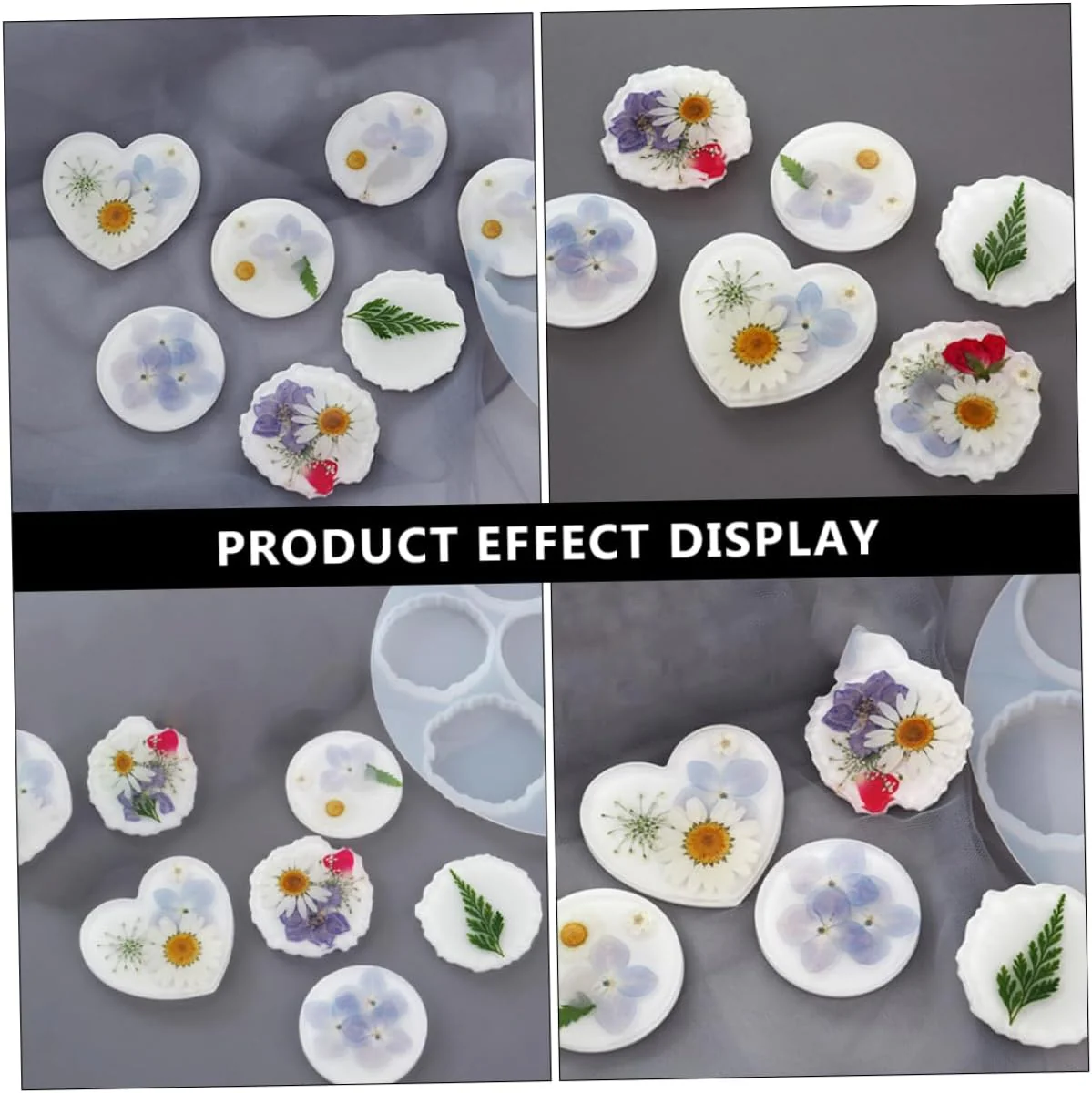 Round Multi-Cavity Silicone Resin Mold – Heart & Round Shape Epoxy Casting Mold for Coasters, Trays & DIY Crafts - Image 5