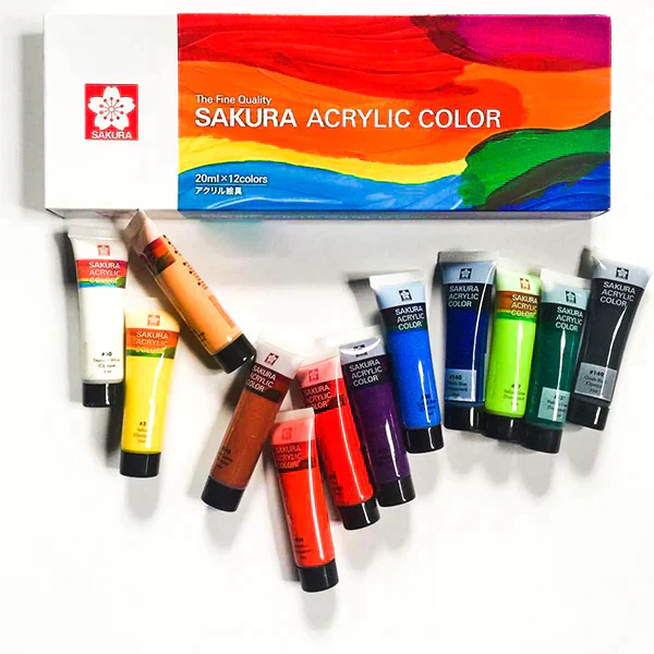 Sakura Acrylic Paint 12 Colors Set 20ml Tube - Image 2