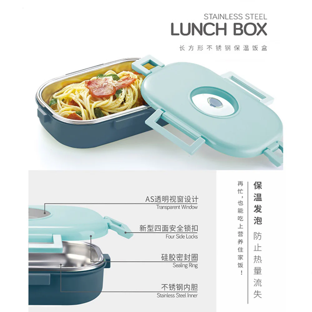 School Lunch Box stainless steel with four side safety lock 710ML - Image 3