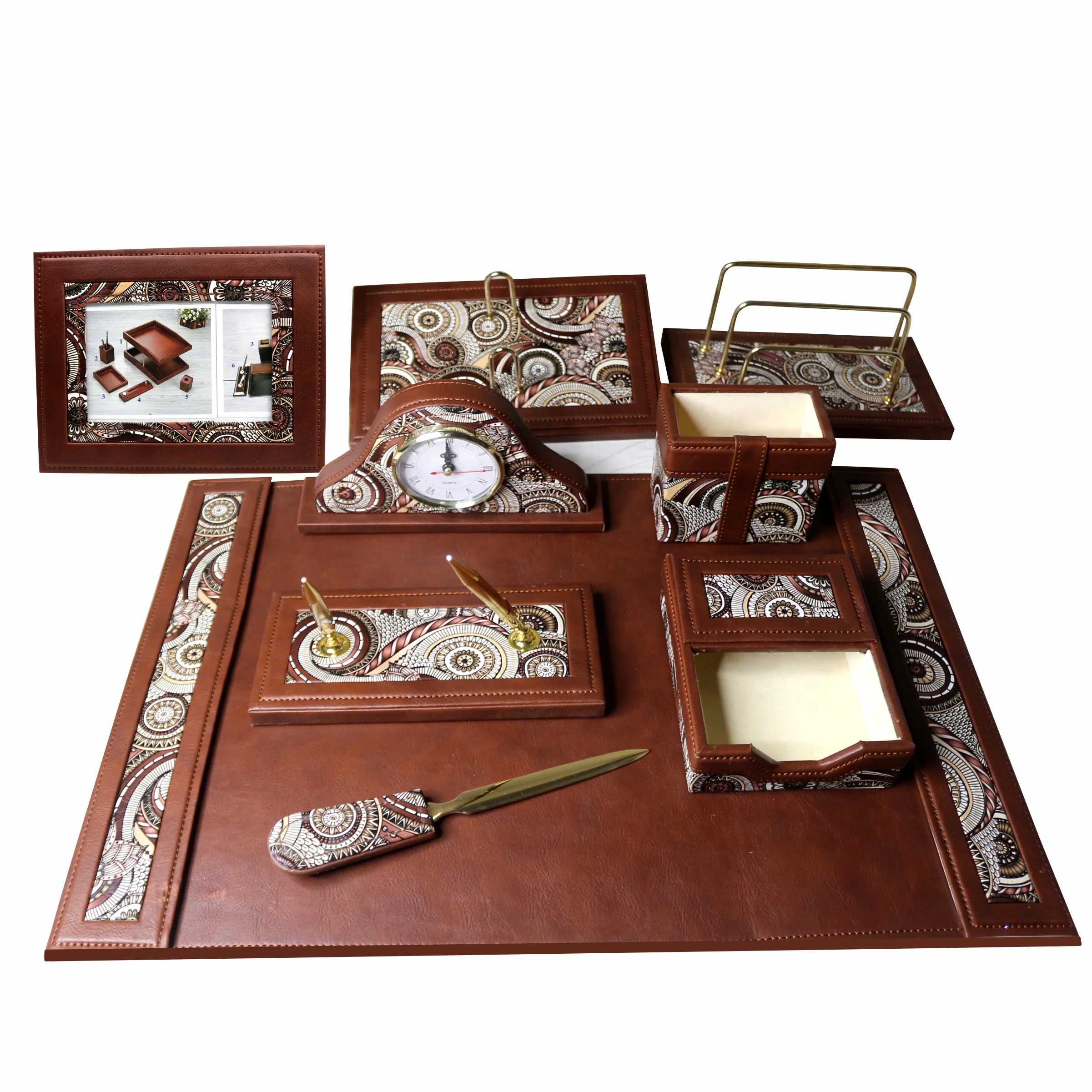 Sensa Luxury Executive Wooden Table Organizer 11pcs Set - Image 2