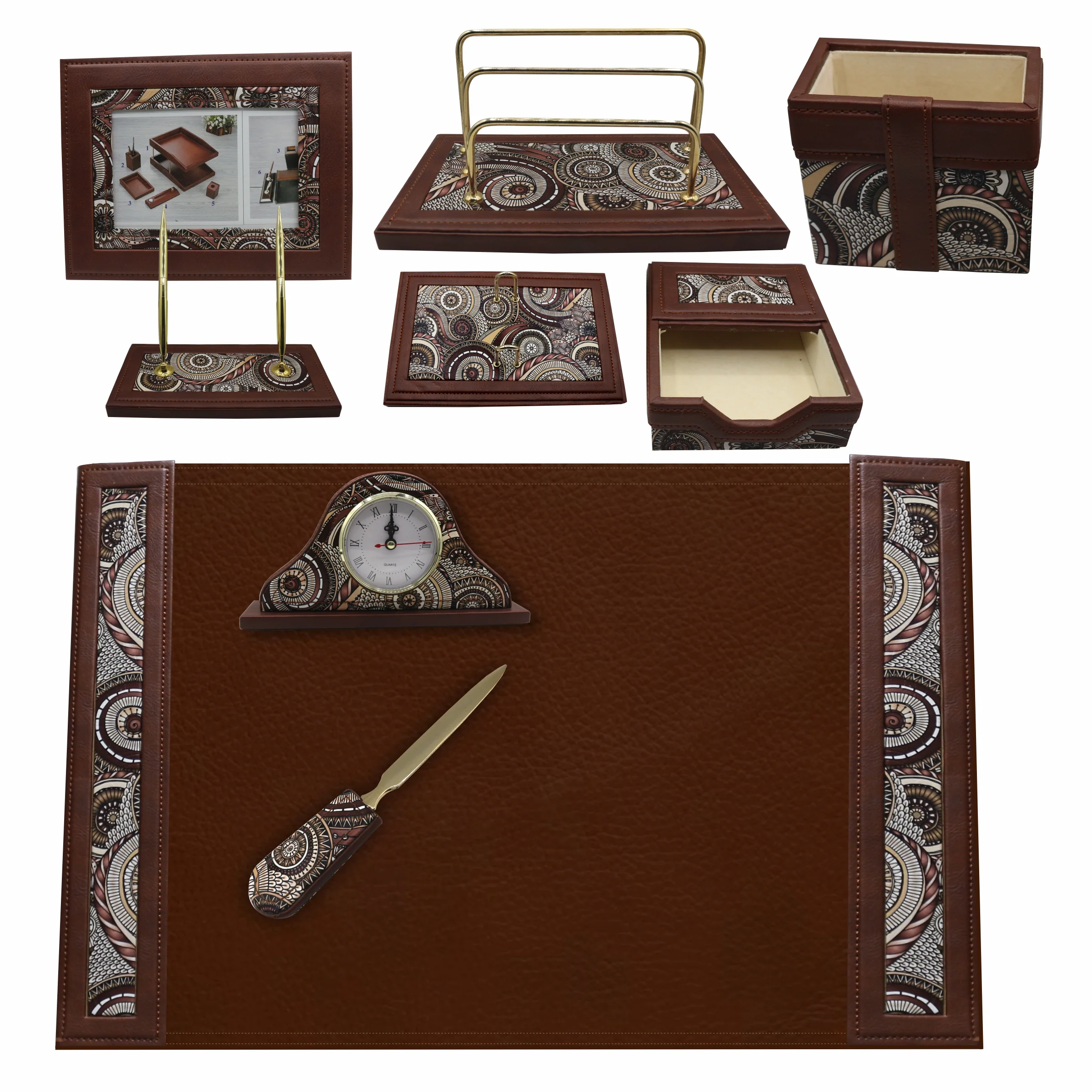 Sensa Luxury Executive Wooden Table Organizer 11pcs Set - Image 3