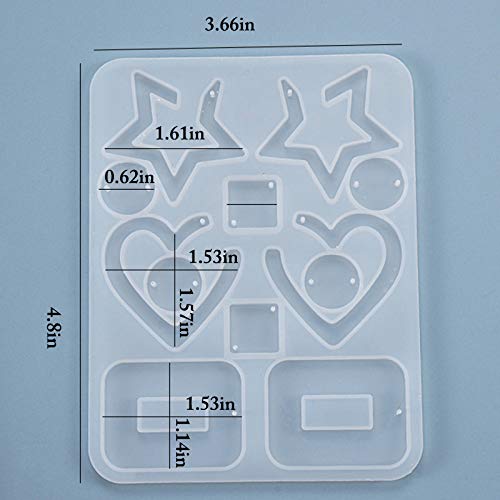 SOWUNO Earrings Silicone Mold DIY Earrings Casting Mold Jewelry Making Mold Heart Earrings Mold Star Earrings Mold Jewelry Silicone Mold Silicone - Image 2