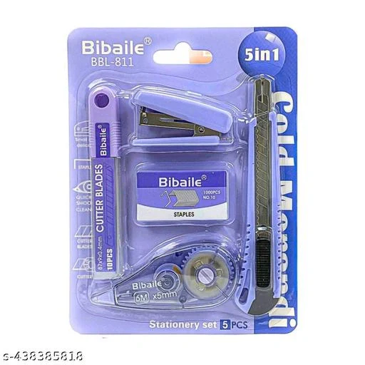 Stationary Kit 5 in 1 - Portable Purple Stationery Set