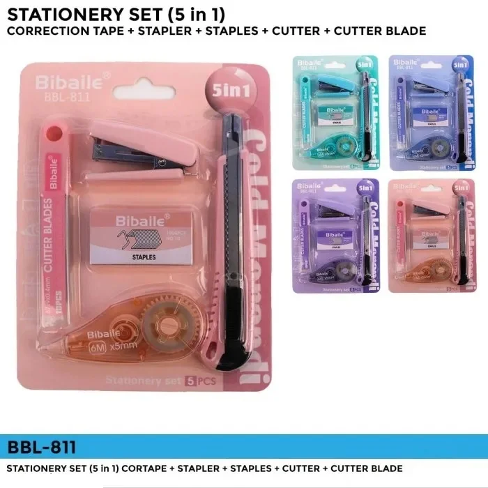 Stationary Kit 5 in 1 - Portable Purple Stationery Set - Image 2