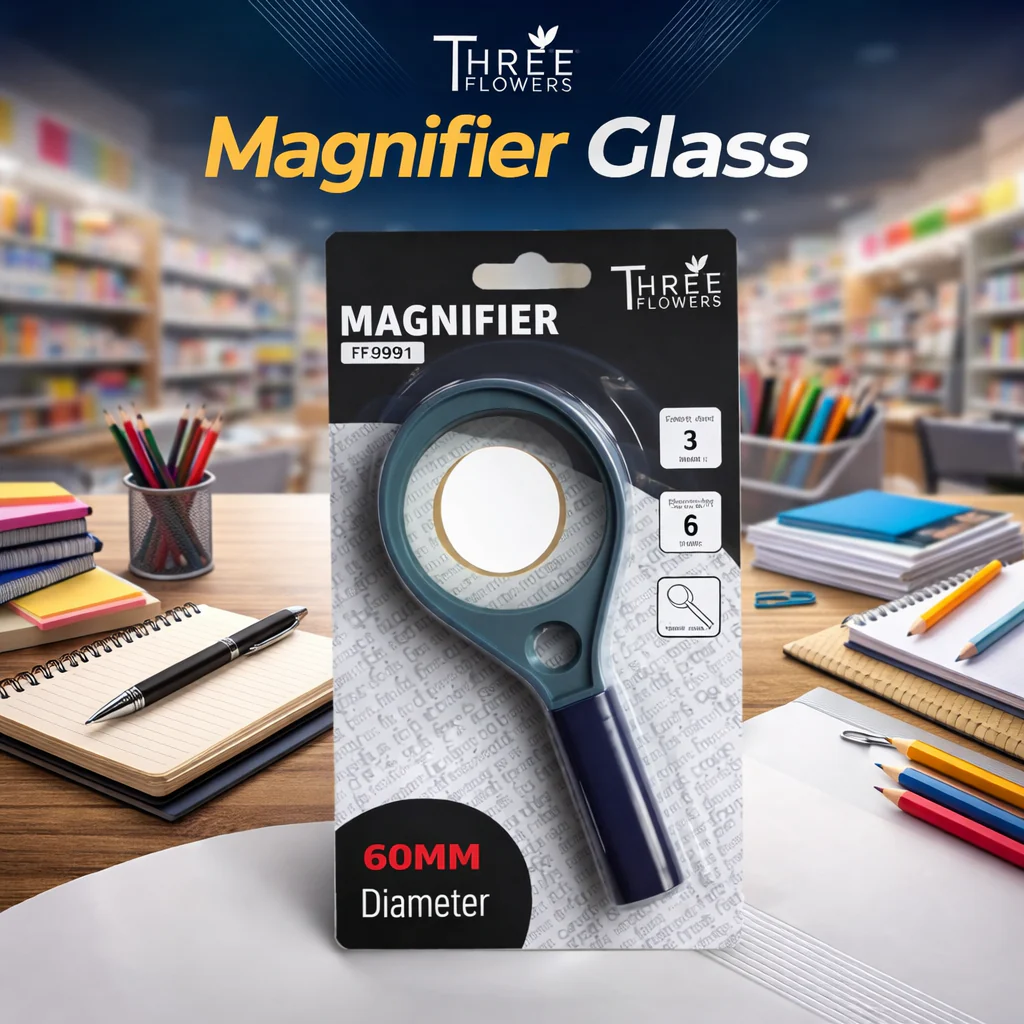 Three Flowers Magnifier Glass – 50mm, 60mm, 75mm | With LED Light 75mm &amp; 90mm - Image 3