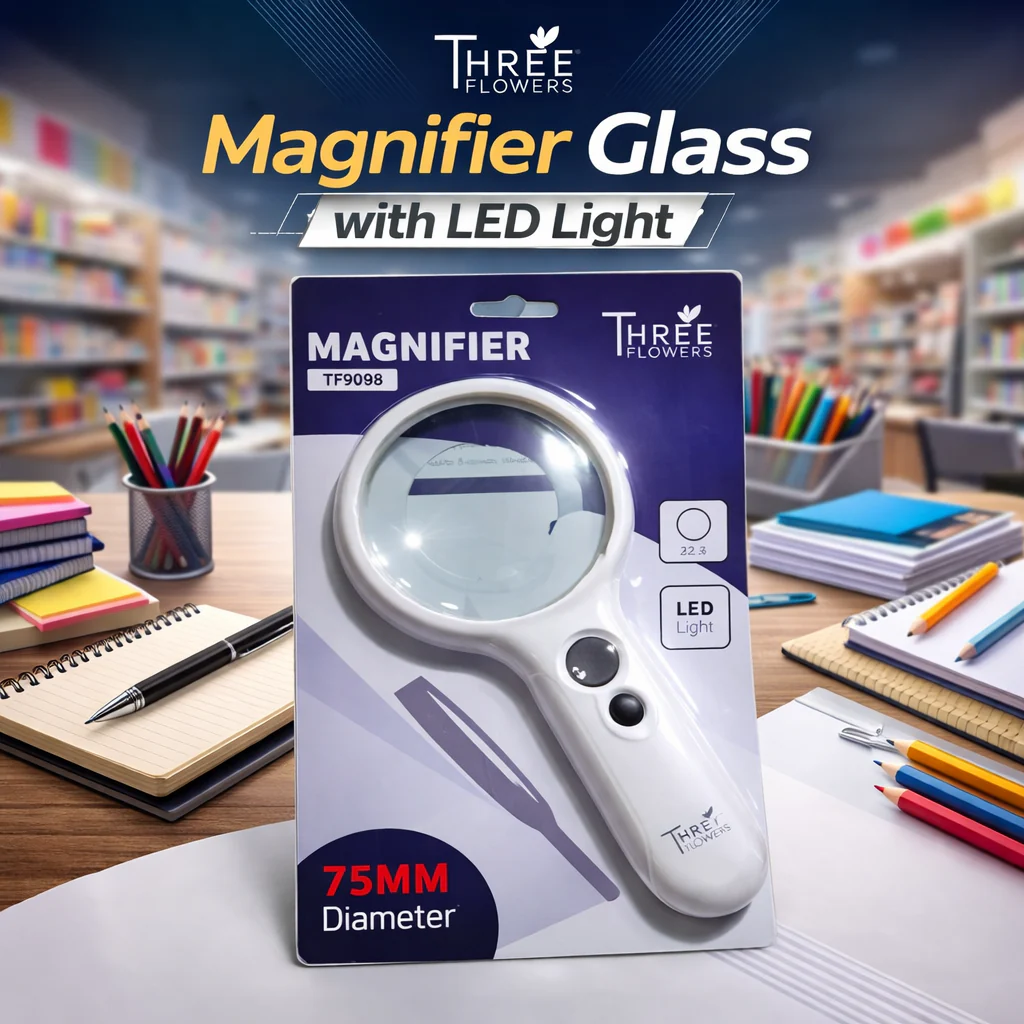 Three Flowers Magnifier Glass – 50mm, 60mm, 75mm | With LED Light 75mm &amp; 90mm - Image 5