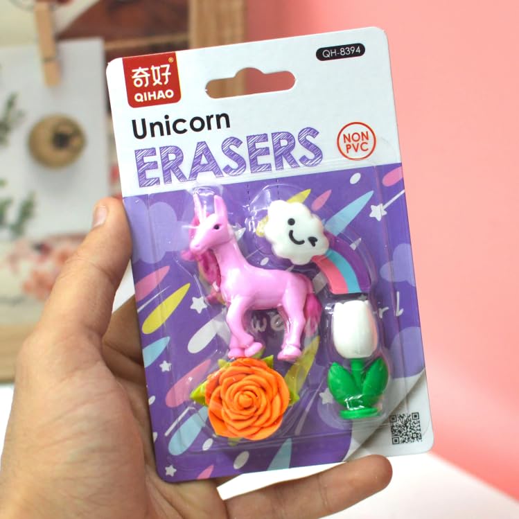 Unicorn Cartoon 3D Eraser for kids 4Pcs Set - Image 3