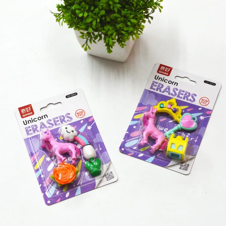 Unicorn Cartoon 3D Eraser for kids 4Pcs Set - Image 4