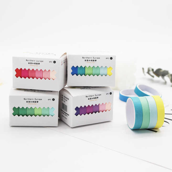 Vibrant Color Shades Washi Tape Set of 6 - Image 3