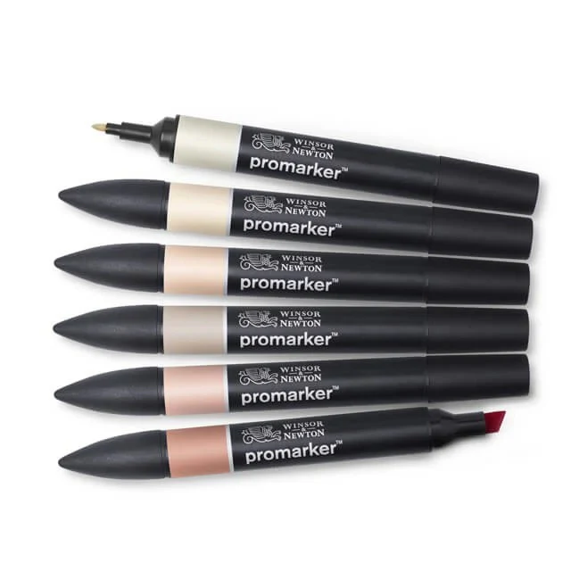 Winsor & Newton Pro Marker Set of 6 (Skin Tones , Set 1 ) - Image 2
