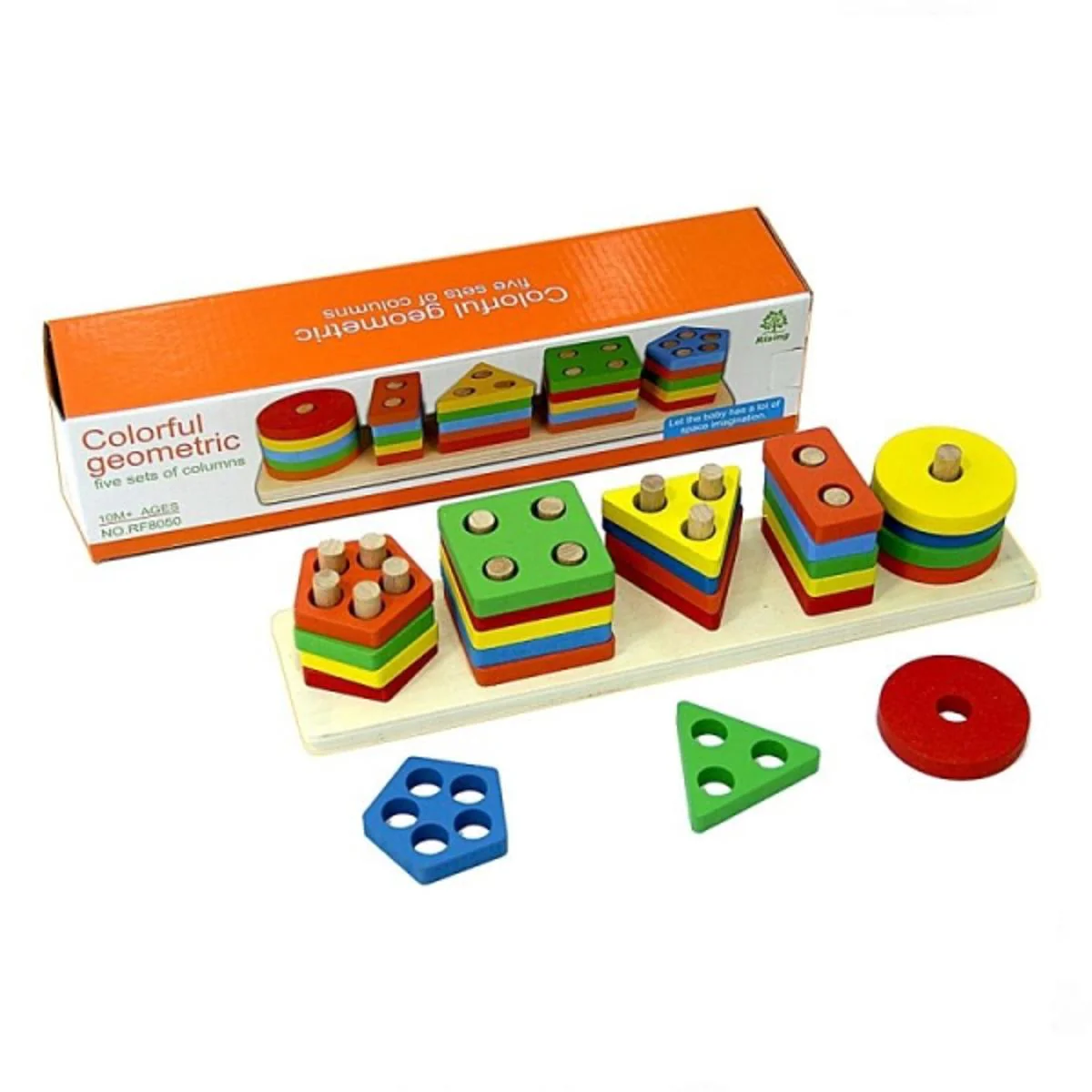 Wooden Colourful Geometric Five Set Of Column (With Box) - Image 3