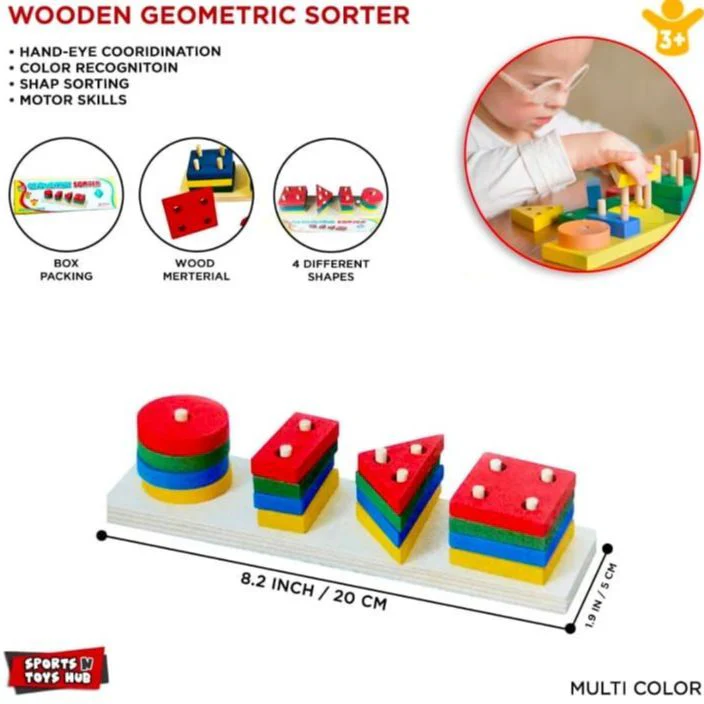 Wooden Colourful Geometric Five Set Of Column (Without Box) - Image 4