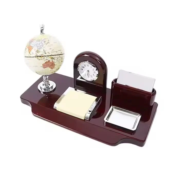Wooden Desktop Organizer with Globe – Elegant Office Stationery Set, Pen Holder, Card Slot & Mini Globe for Stylish Desk Décor and Organization – Ideal Gift for Professionals & Executives - Image 3
