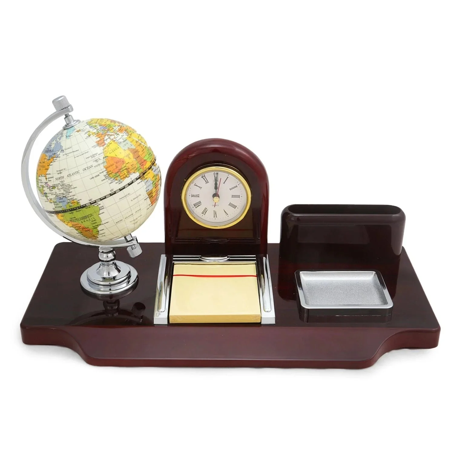 Wooden Desktop Organizer with Globe – Elegant Office Stationery Set, Pen Holder, Card Slot & Mini Globe for Stylish Desk Décor and Organization – Ideal Gift for Professionals & Executives - Image 4