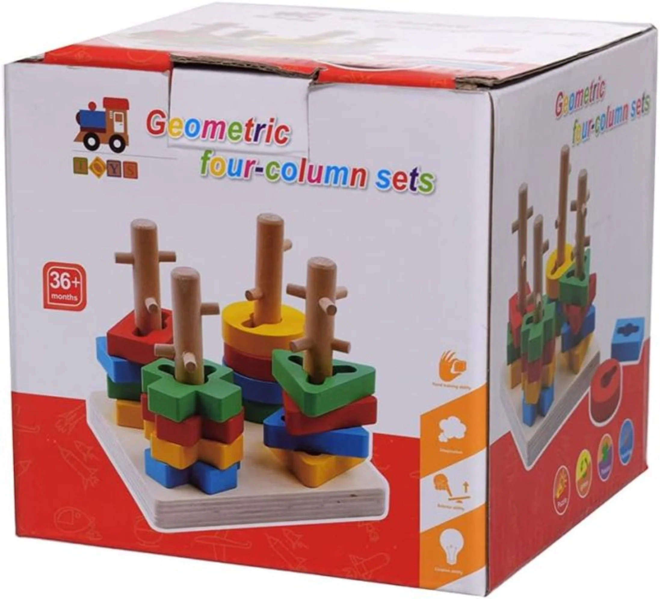 Wooden Toy Geometric Four Column - Image 2